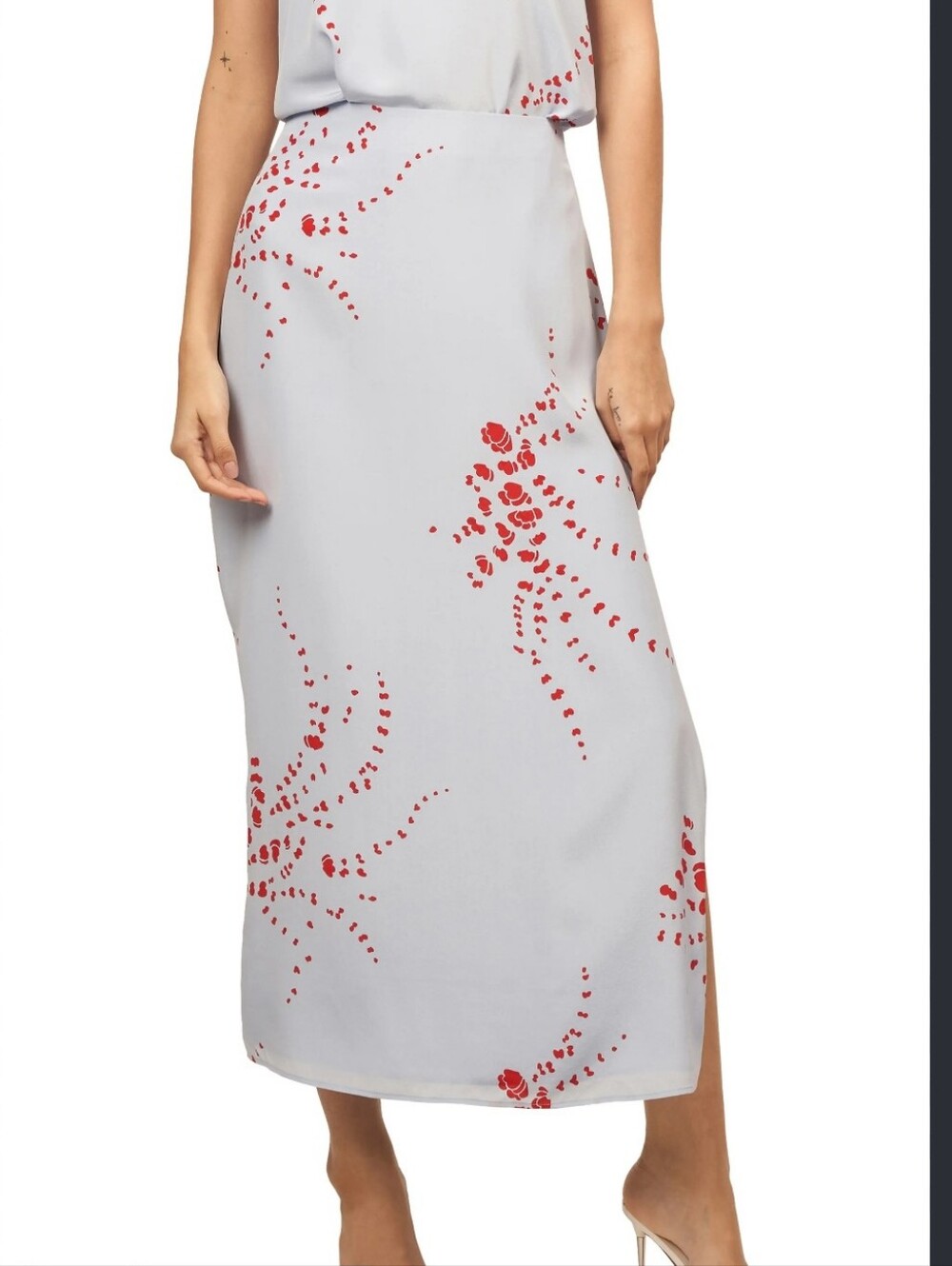 Equipment Viv Print Maxi Skirt Silk Floral Boho Minimalist Blue Red Size 4 S NWT